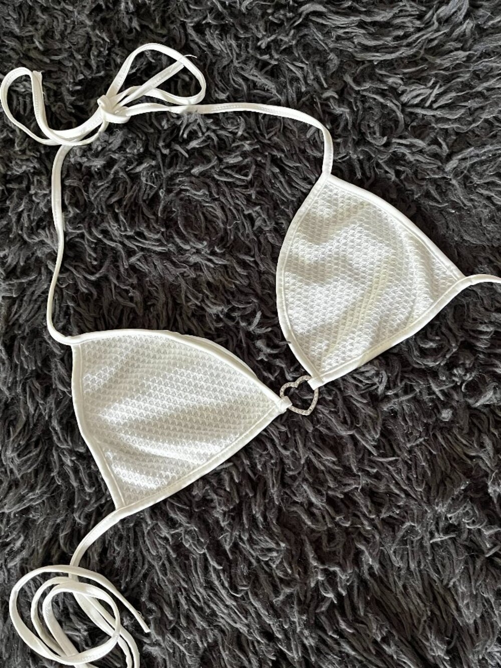iHeartRaves White Rhinestone Heart Bikini Top